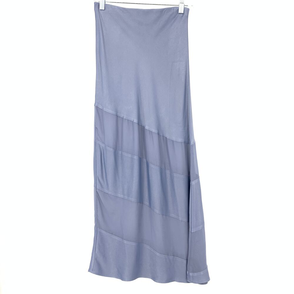 By Anthropologie Sheer Stripe Slip Maxi Skirt Womens Size XS Blue Gray